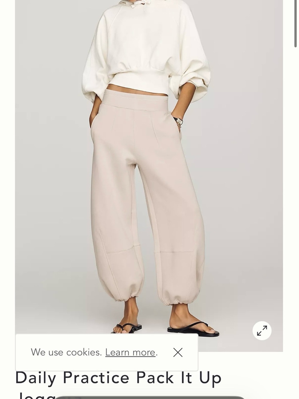 Women's Cream Wide-Leg Cropped Jogger Anthropologie Pants